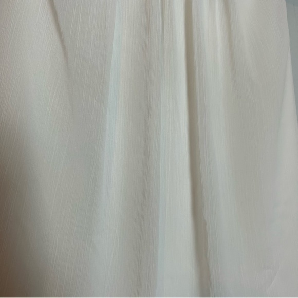 Sam Edelman White Sheer Gathered Neck Blouse w/ Back Keyhole Rhinestone Closure - Picture 2 of 14